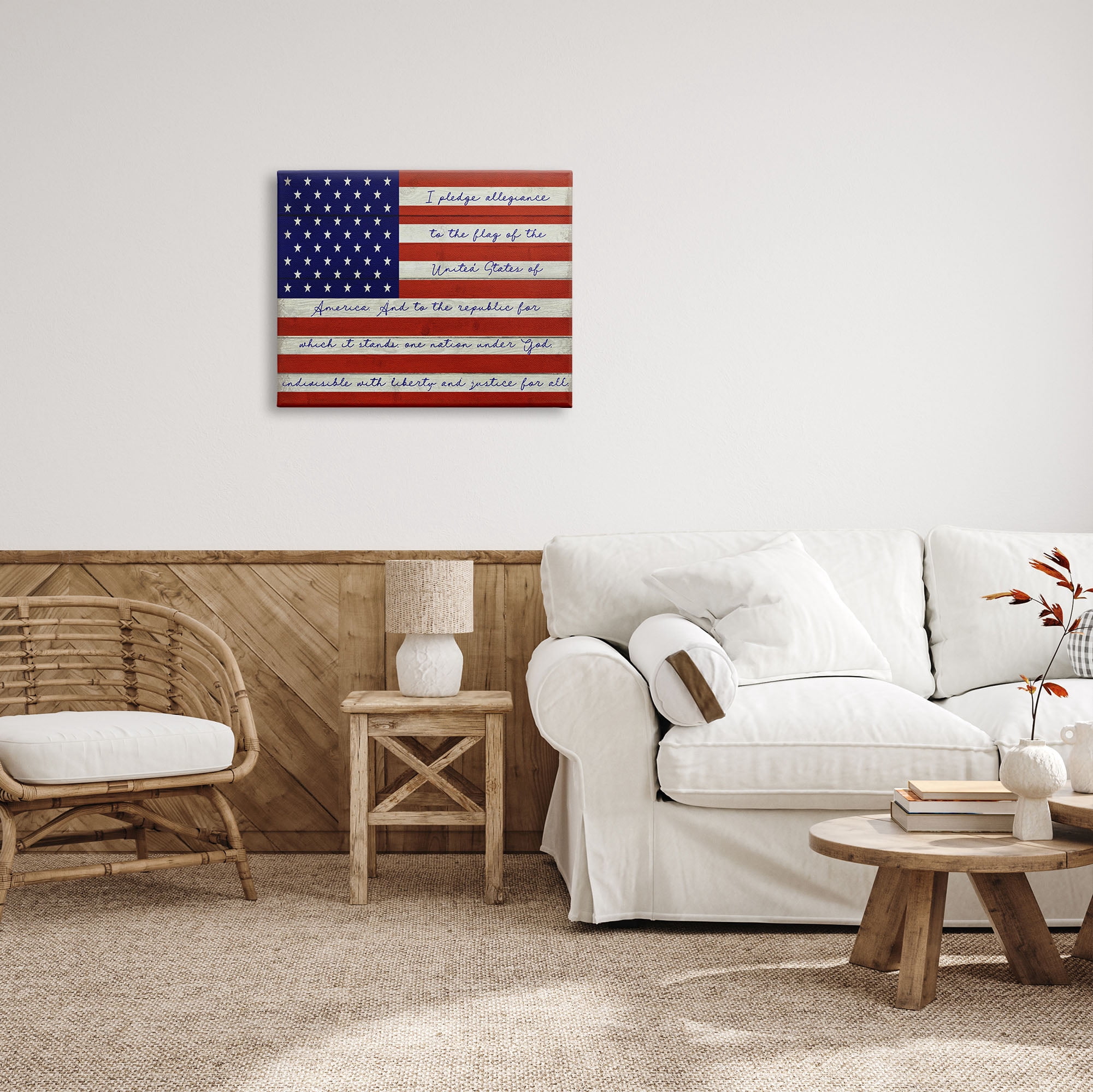 Stupell Industries Pledge of Allegiance Flag Inspirational Painting Gallery Wrapped Canvas Print Wall Art, 30 x 24