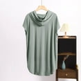 thumbnail image 4 of BLVB Oversized Hoodies for Women Short Sleeve Hooded Modal Pajama Tops Loose Comfy Sleep Shirts for Casual Lounge, 4 of 6