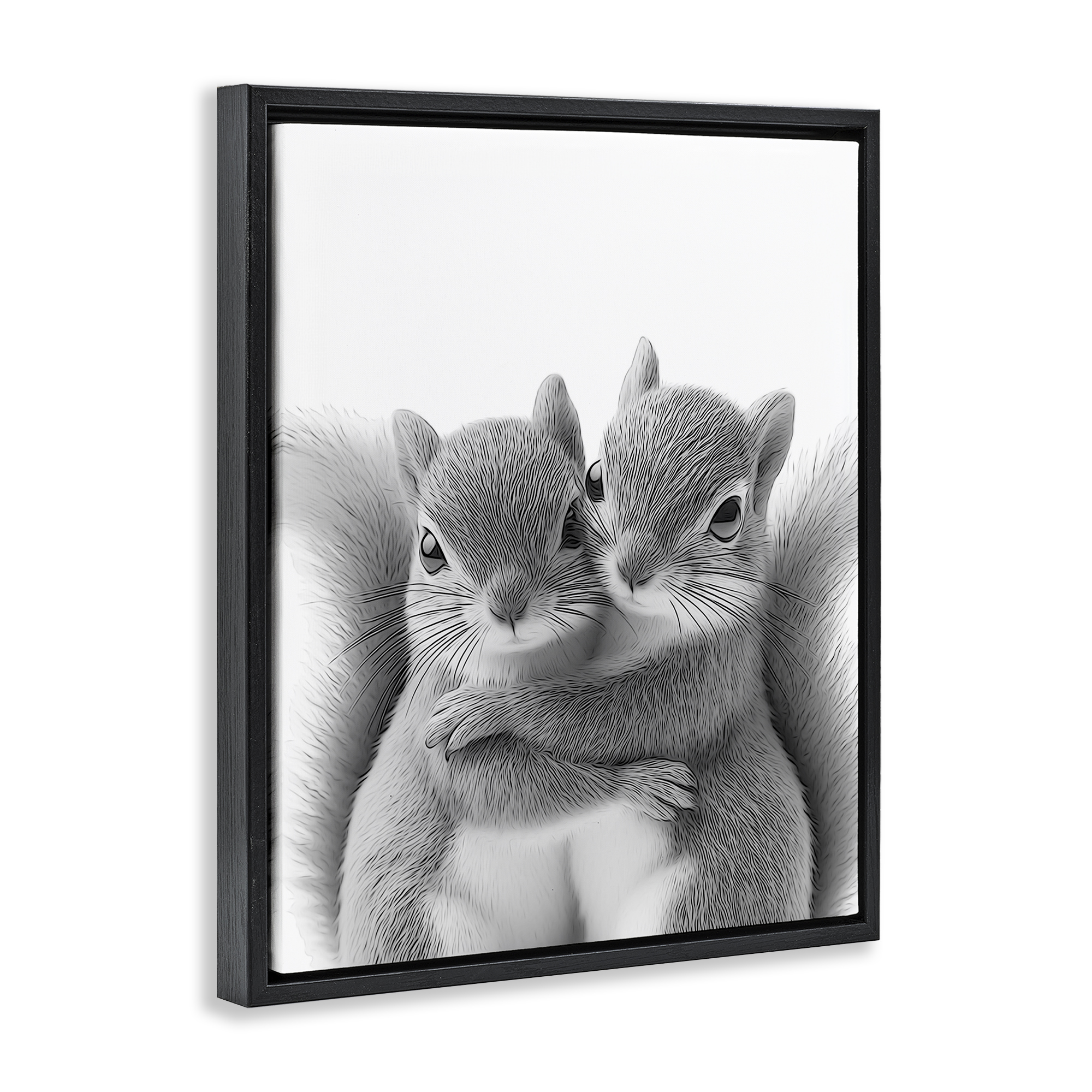 Stupell Industries Hugging Squirrel Pair Animals & Insects Painting Black Floater Framed Art Print Wall Art, 25 x 31