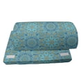 thumbnail image 4 of Orange Mandala Foot Rest, Bohemian Vibes Jumble Folk Floral Ornament Tiled Inspired Pattern, Non-Slip Backing Ergonomic Memory Foam Leg Support for Office, Sky Blue and Dark Tan, by Ambesonne, 4 of 5