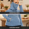Women's Grayish Blue Small Running Fleece Pullover with Thumb Holes and ...