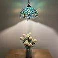 thumbnail image 3 of Tiffany Pendant Lights Green Blue Stained Glass Dragonfly LED Bulb Included for Dining Room Hotel Restaurant Cafe 12"W*12"D*60"H, 3 of 7