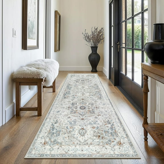 Aonewoe 2x6 Boho Runner Rug for Hallway Non Slip Washable Kitchen Runner Rug Soft Carpet Rug Runners for Hallway Kitchen Bathroom Bedroom Entryway