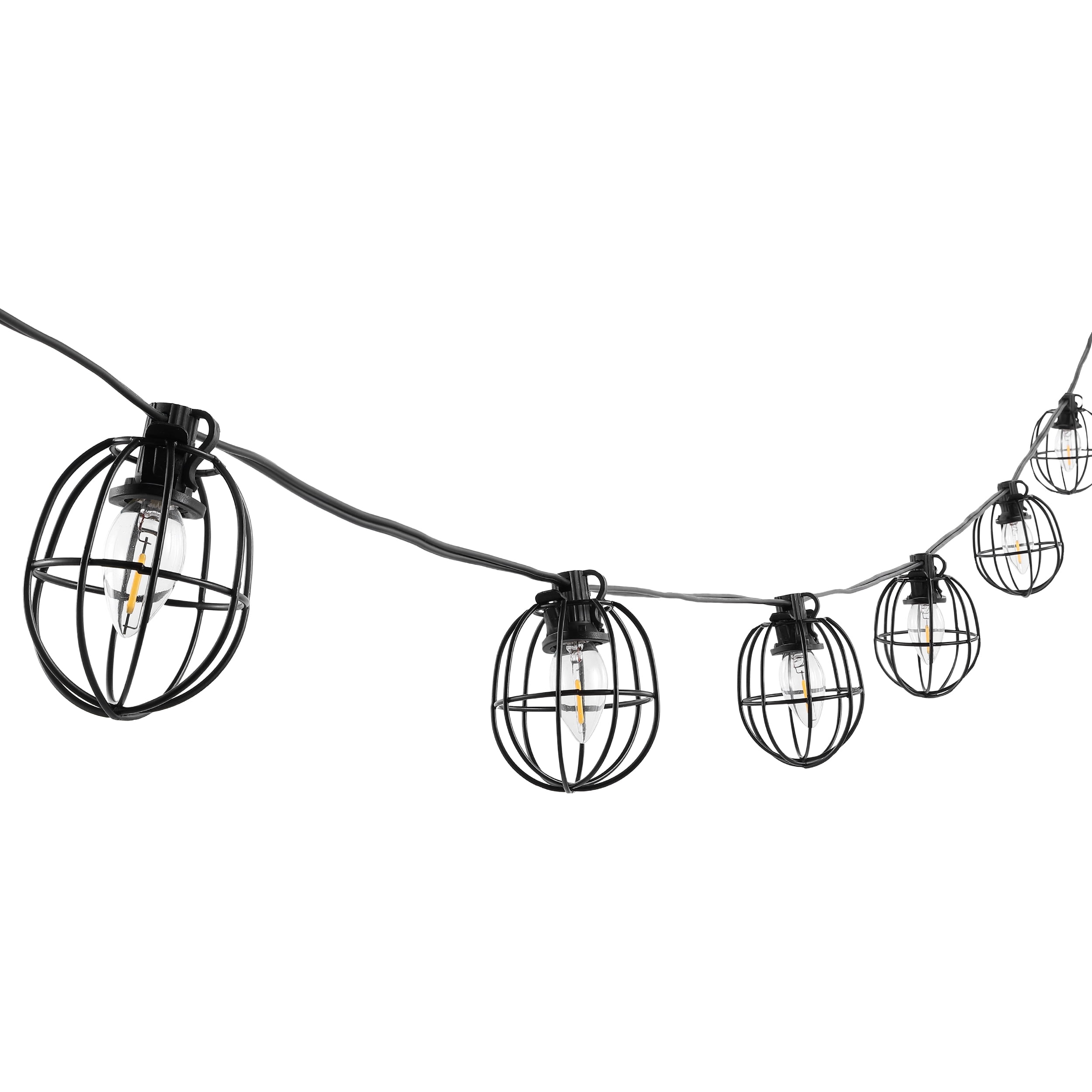 SAFAVIEH Garnet 10-Light C7 Black Plastic Outdoor String Light with Black Shade