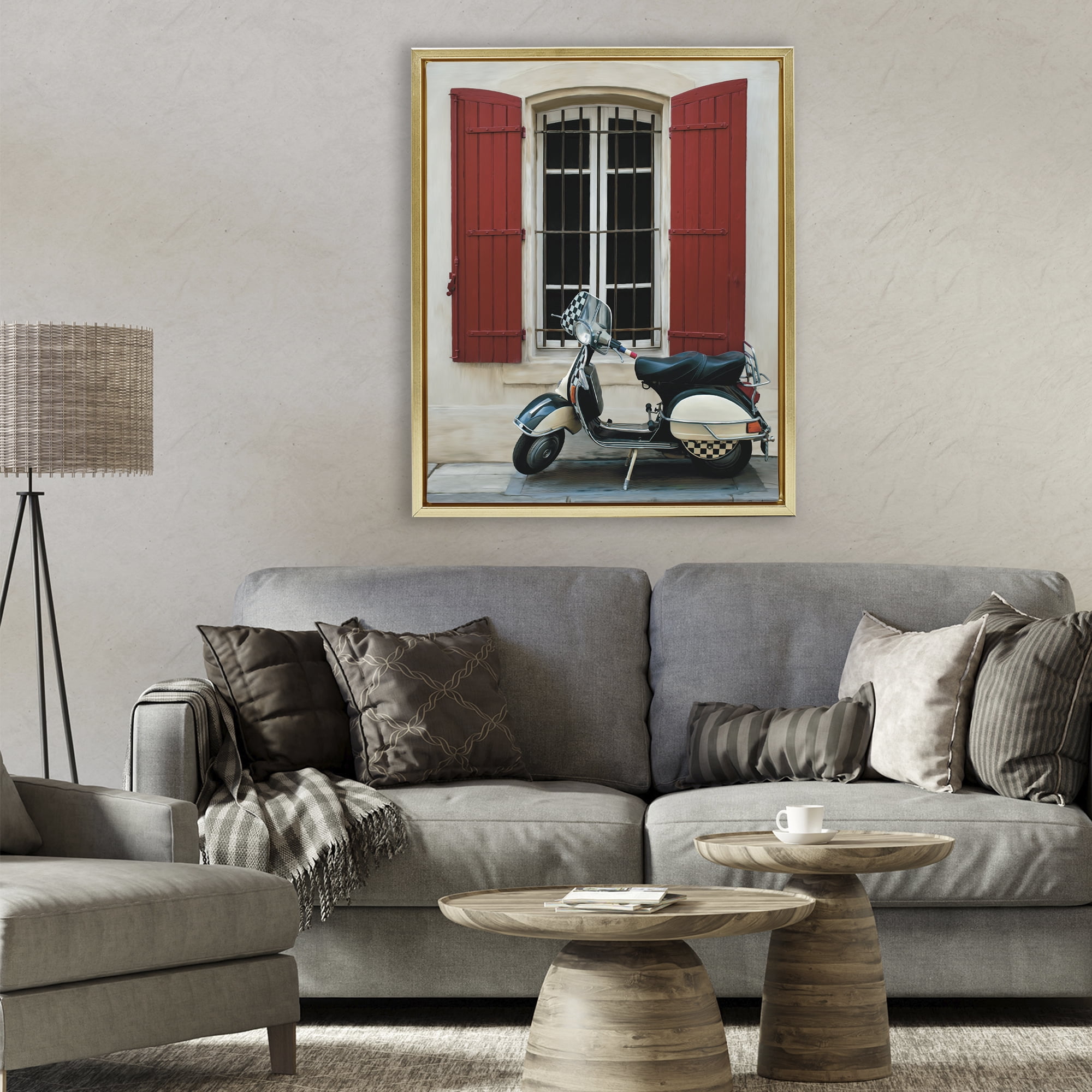 Stupell Industries Two Wheel Dream Gold Framed Floater Canvas Wall Art, design by Renel Peters