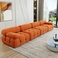 thumbnail image 4 of bokifol 139"Modern Sectional Sofa,Suede Fabric Modular Couch,4 Seats Oversized Sofa for Living Room,Orange, 4 of 7