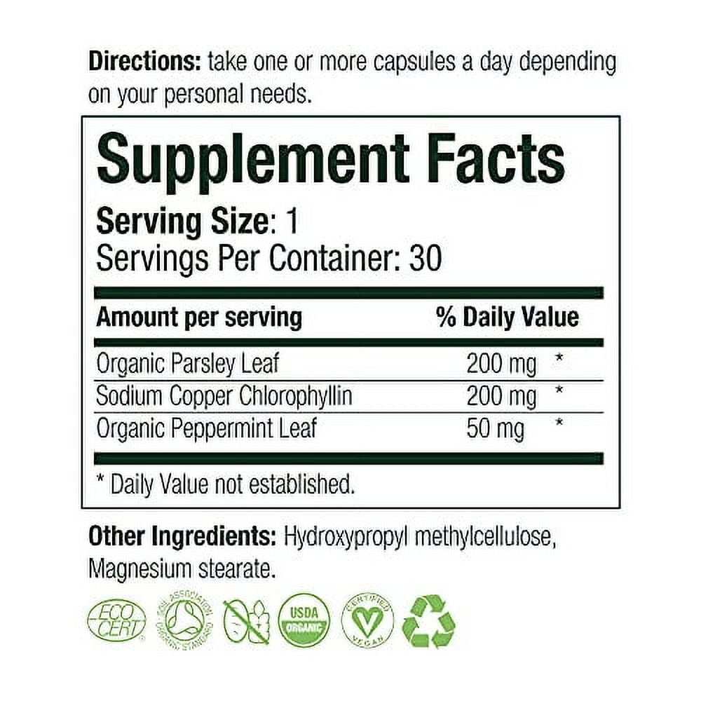 It Just Works Natural Full Body Internal Deodorant Chlorophyll Supplement, 30 Count