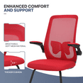 thumbnail image 5 of MoNiBloom Set of 2 Ergonomic Office Chair, Mesh Reception Seat with Lumbar Support & Flip-Up Arms for Waiting Room, Red, 5 of 11