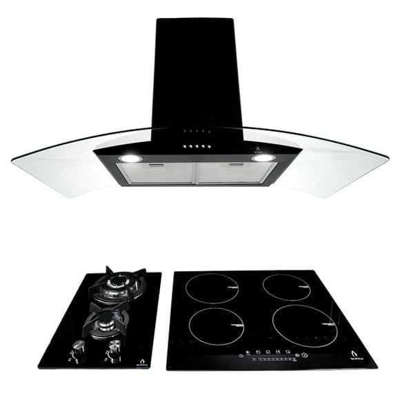 Tricombo Supra, campana de pared + parrilla de inducción magnética y parrilla de gas SUPRA Tricombo Lussari parrilla de gas + parrilla de inducción magnetica y campana de pared