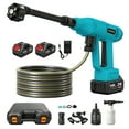 thumbnail image 3 of Cordless Pressure Washer, 700PSI Portable Power Washer with LED Display, 2.1GPMPower Cleaner with 6-in-1 Adjustable Nozzle，16.4ft Hose for Cars/Patios, Blue, 3 of 13