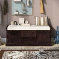 thumbnail image 2 of MODERNLUXE 42.5" Large Shoe Bench with 2 Drawers and 2 Cabinets, Solid Wood Shoe Rack Entryway Bench with Removable Cushion for Entryway Hallway and Living Room,Espresso, 2 of 8