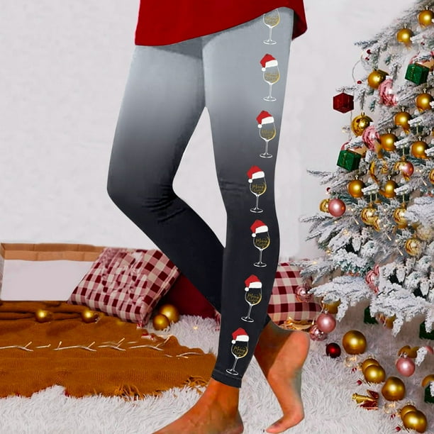 WILLBEST Leggings de Yoga para Mujer, de Cintura Alta, Suaves, Elásticos Y Cómodos, con Estampado Navideño Y Diseño de Bloques de Color 2070 Grande