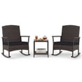 thumbnail image 4 of Costway 3 PCS Patio Rocking Set Wicker Rocking Chairs with 2-Tier Coffee Table Black, 4 of 10