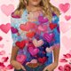 thumbnail image 1 of RKSTN Valentines 3/4 Sleeve Tops for Women Oversized Crewneck Valentine's Day Graphic Printed Short Sleeve T Shirt Womens Casual Round Neck Loose Comfy Loves Heart Print Three Quarter Sleeve Shirts, 1 of 6