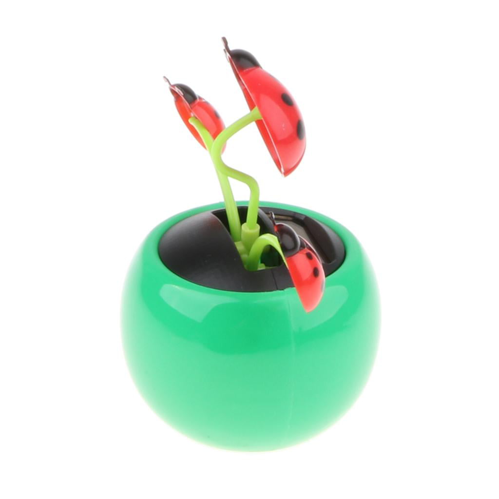 Green Flower Ladybug Solar Powered Dancing Plane Bobble Toy Home Ornament 