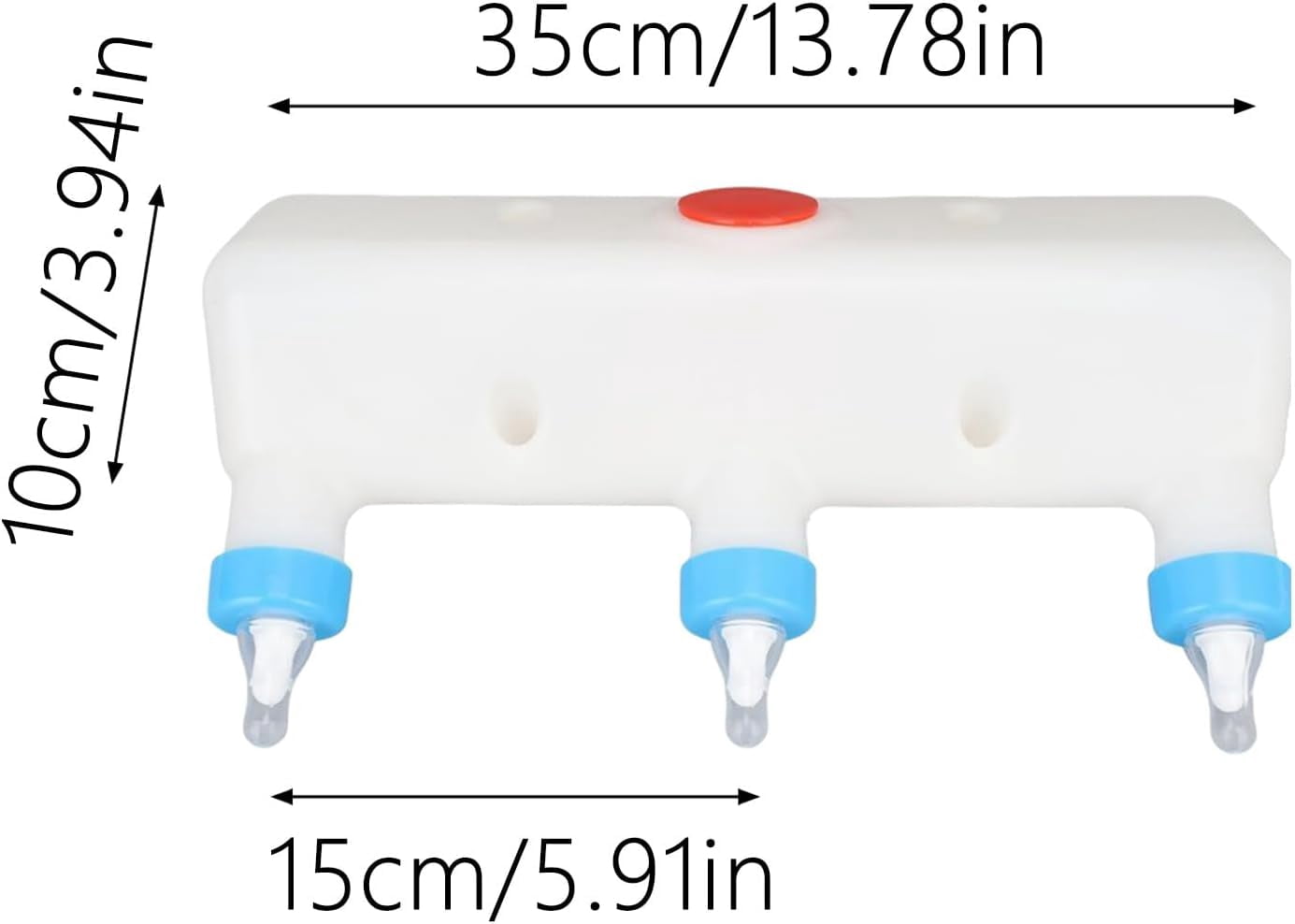 Farm Animal Feeder with 3 Nipple Spouts, 3 Liter Thickened Drinking Bottle, Can be Hung Upside Down, Suitable for Lambs and Piglets