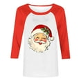 thumbnail image 4 of HOMBOM Womens Red Shirts Graphic Raglan Festive Plus Size Merry Christmas Xmas 3/4 Sleeve Tee Shirts for Women Christmas, 4 of 4