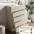thumbnail image 6 of FURNIWAY Beige 5 Drawer Dresser Modern Curved Storage Cabinet with Push to Open Drawers for Bedroom Living Room Entryway, 6 of 9