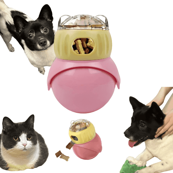 Unbranded 4.45inch Detachable Treat Dispensing Toy with Pet Food Dispenser Ball, Pink Ball Small