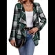 thumbnail image 1 of Cárdigan de Cuello Chal A Cuadros para Mujer, Chaqueta de Franela Larga con Abertura Frontal, Abrigo Corto A Cuadros, Ropa de Otoño Verde L, 1 of 9
