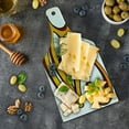 thumbnail image 5 of Eye Cutting Board, Traditional Eye Mystic Egyptian Ornamental Print on Plain Background, Decorative Tempered Glass Cutting and Serving Board, Wine Bottle Shape, Pale Blue Orange, by Ambesonne, 5 of 5