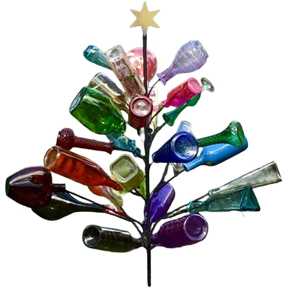 Christmas~ Holds 26 Wine Bottles ~ Yard Garden Decor Christmas Tree Style ~ Glass wine bottletree