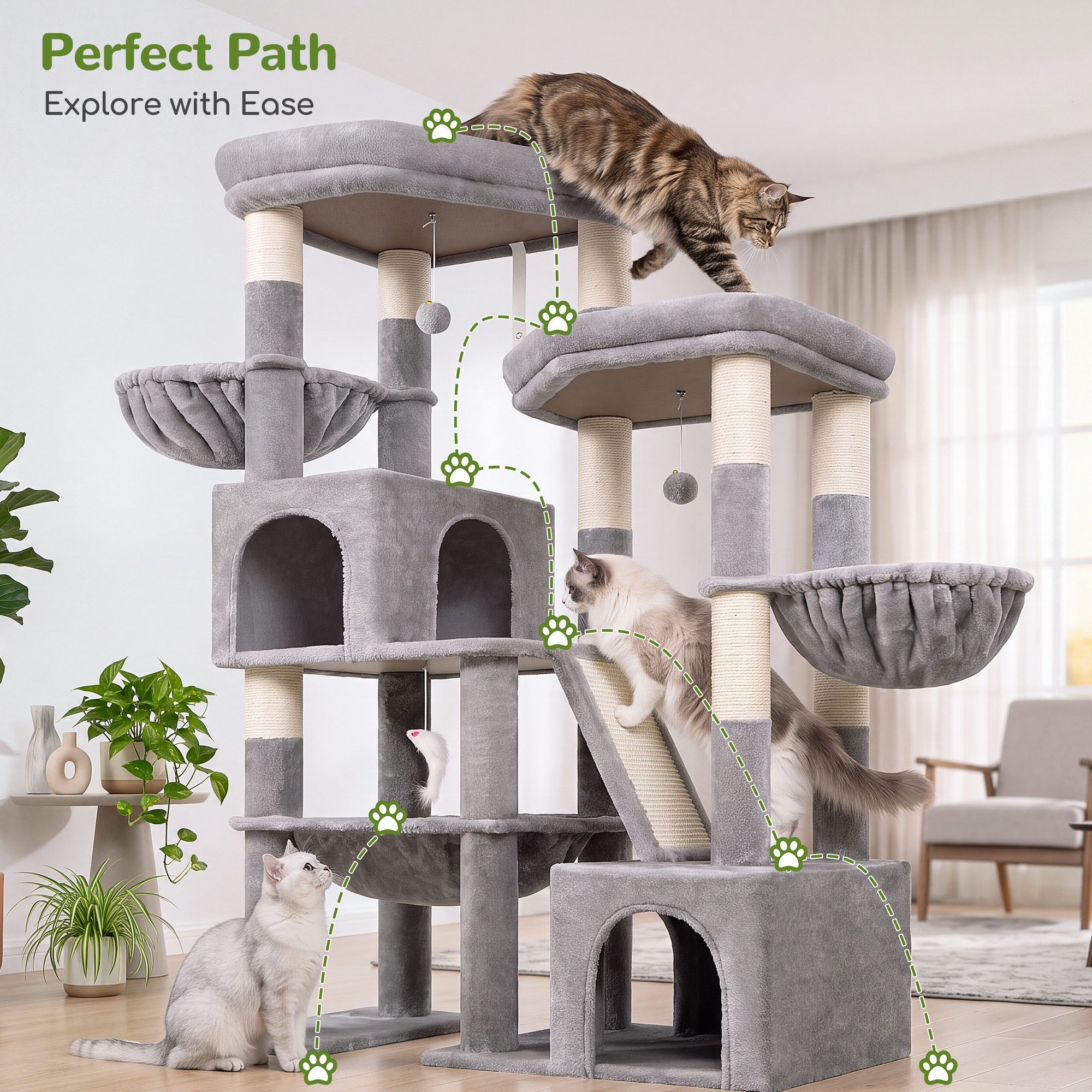 Globlazer 59-Inch Cat Tree Tower For Large Cats photo 7