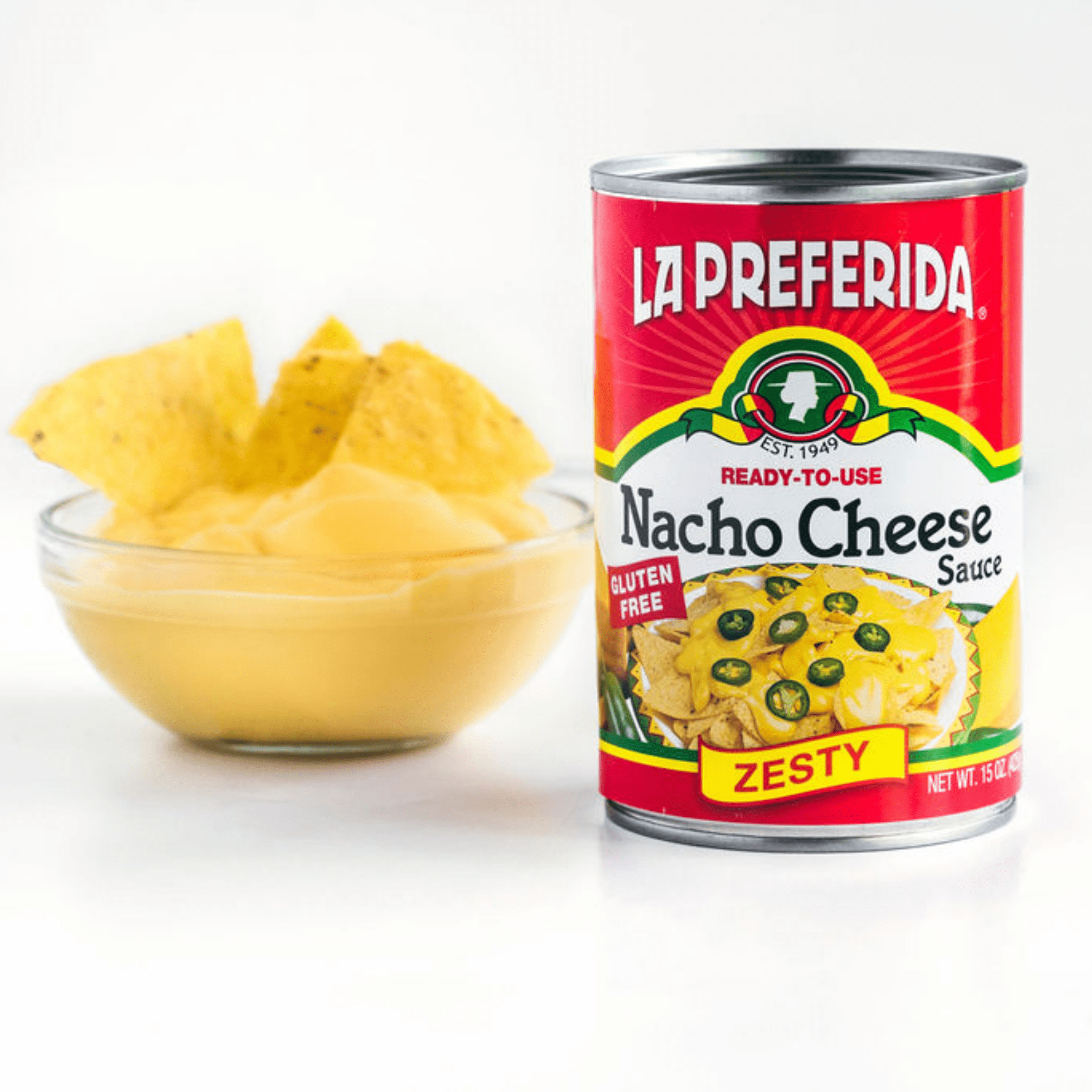 (12 pack) La Preferida Shelf Stable pourable Zesty Nacho Cheese Sauce, 15 oz Can,