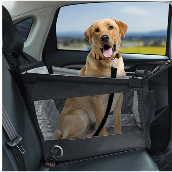 XZKING Dog Car Seat for Large Dogs, Car Booster Seat for Pet Travel with Waterproof Pad, Half seat Dog Hammock,Harness Hook, Breathable Mesh, and Adjustable Backseat Safety Belt