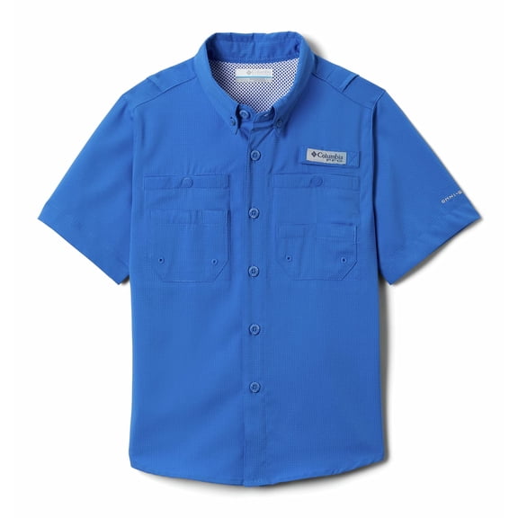 Columbia Youth Boys PFG Tamiami Short Sleeve Sun Protection Shirt, Vivid Blue, XX-Small