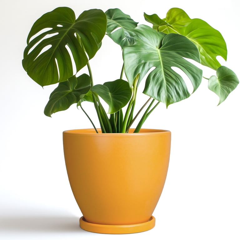 Ordivic Deep Matte Yellow Ceramic Pot, 8-Inch with Saucer photo 1