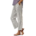 thumbnail image 2 of Women's Casual Pants Women'S Floral Embroidered Lace Printed Loose Pocket Patchwork Casual Pants,White Women's Casual Pants XXL, 2 of 5