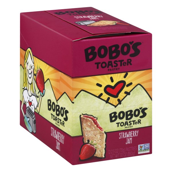 Bobo's TOASTeR Pastry, Strawberry Jam, 2.5 oz Pastry (12 Pack), Gluten