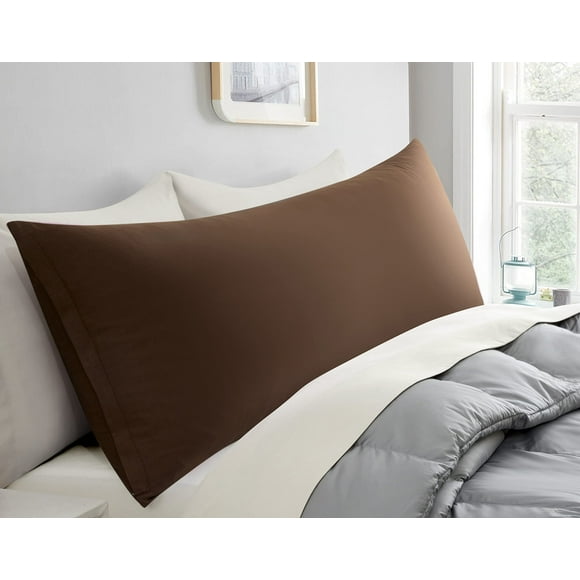 Entisn 2Pcs Body Pillowcases Cover, 1800 Thread Count Brushed Microfiber Body Pillow Case Set Soft and Cozy with Hidden Zipper - 20" x 60", Coffee