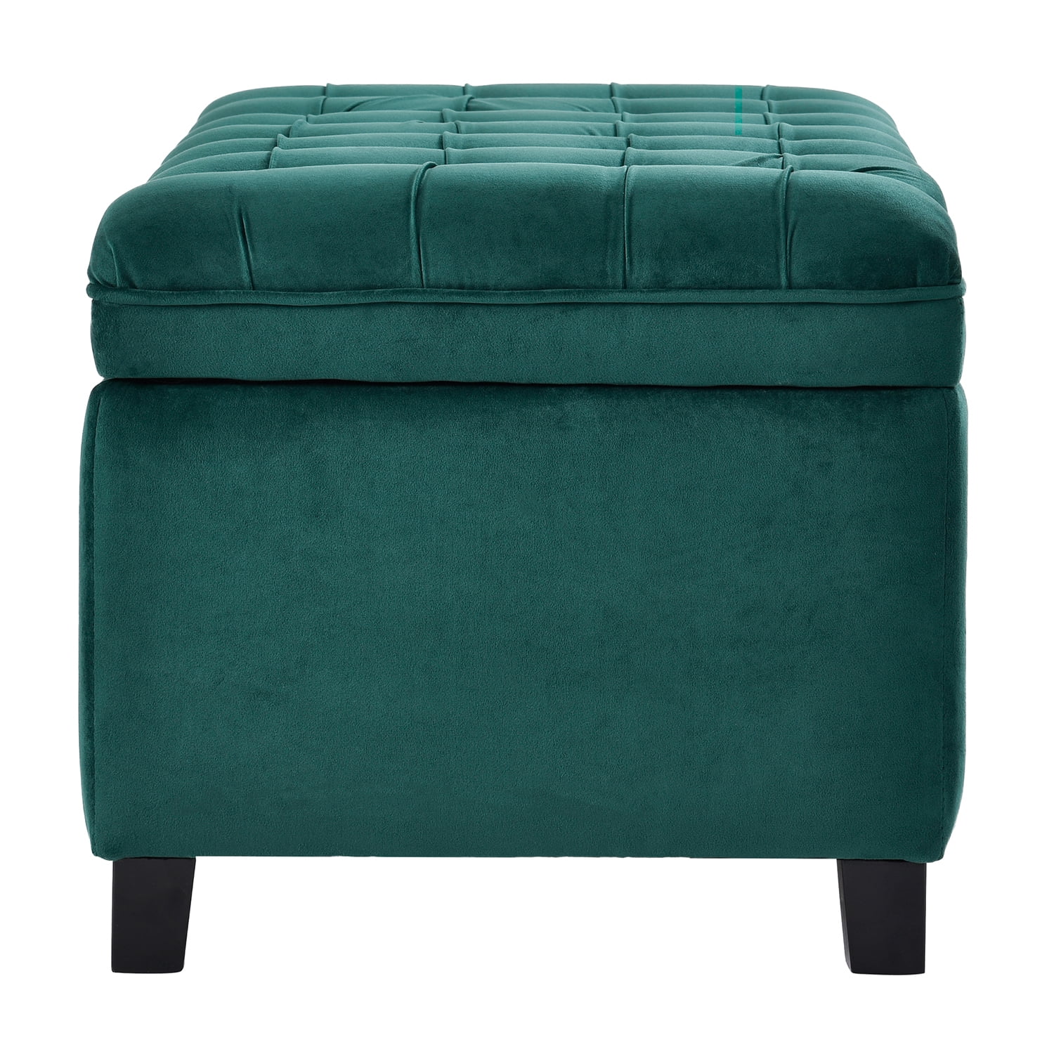 Kadyn Upholstered Flip Top Storage Bench, Storage Ottoman Bench with Button Tufted Top, Folding Chest Foot Rest Stool for Bedroom, Green
