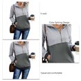 thumbnail image 3 of Sudadera de Mujer Manga Larga Medio Cárdigan Cuello en V Empalme de Color Casual Cómodo Poliéster Sudadera con Capucha para Diario Gris L, 3 of 4