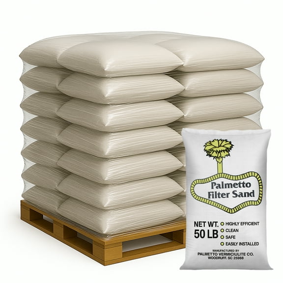 Palmetto Filter Sand for Residential and Commercial Pool Sand Filters, 50 lb Bag, 56 Pack