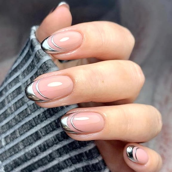 Press on Nails Short Oval Fake Nails with Burgundy French Tip Design Glue on Nails Burgundy Full Cover Nails Press ons Glossy Acrylic False Nails Artificial Stick on Nails for Women Girls 24Pcs