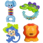 Oren Ergonomic Design Colorful Baby Rattles Teethers, Shaker Grab, and Spin Rattles Set with Storage Box Toys | Bluish