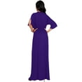 thumbnail image 6 of KOH KOH Long Sexy V-Neck Short Sleeve Slit Flowy Cocktail Evening Bridesmaid Wedding Guest Party Summer Tall Dressy Maxi Dress Gown For Women Indigo Blue Purple Small US 4-6 NT290, 6 of 7