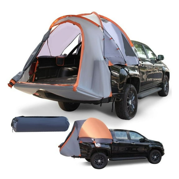 Truck Tent 2 Person Portable Pickup Bed Tent with Carry Bag - Waterproof Camping Tent for 5-6.7ft Truck Bed - Orange/Silver