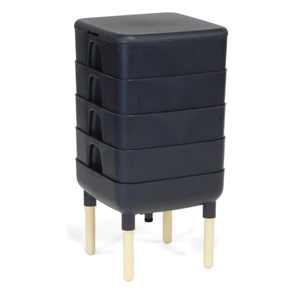 FCMP Outdoor Essential Living Worm Composter Bin, 4-Tray Indoor System, Black