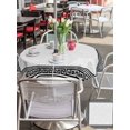 thumbnail image 4 of Outdoor Tablecloth with Umbrella Hole and Zipper, Black Gray Retro Greek Key Round Table Cloth 60 Inch Waterproof Tablecloth, Greece Ancient Rustic Geometric Picnic Table Cover for Patio Camping, 4 of 7