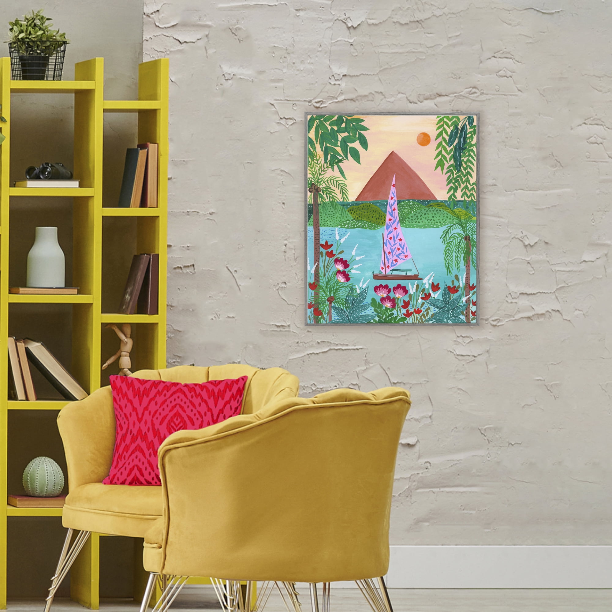 Sailboat on Egypt Nile Gray Framed Giclee Art, design by Nabeela Rumi