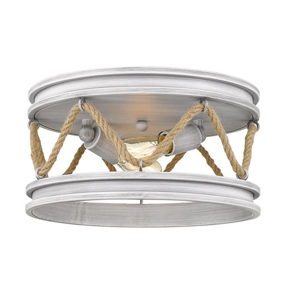 2 Light Round Flush Mount with Rope in Sturdy Style 7.25 inches High By 14 inches Wide-Gray Driftwood Finish Bailey Street Home 170-Bel-3361582