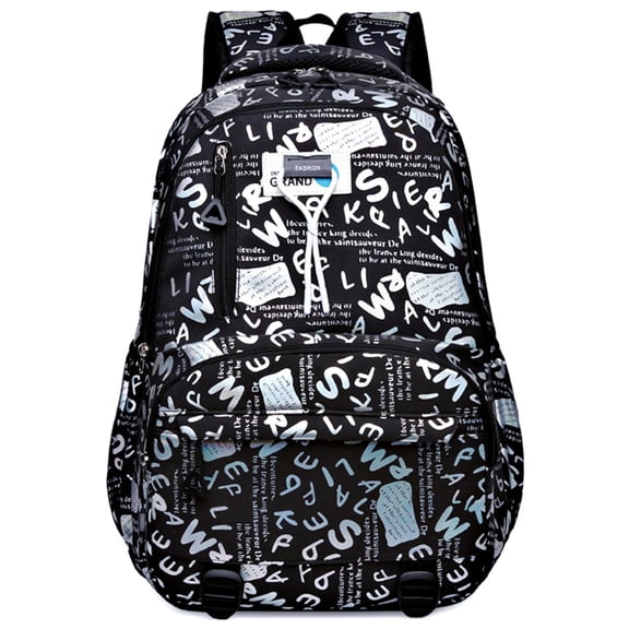 Juuar Kids Backpack Multi Pocket School Bag Printed Bookbag for Boys Girls, Black