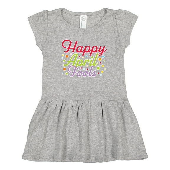 Inktastic Happy April Fools with Colorful Dots Girls Toddler Dress