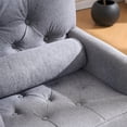thumbnail image 5 of Tufted Club Accent Chair with Pillow, Gray Linen Corduroy Upholstered Armchair for Living Room, 5 of 9