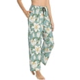 thumbnail image 2 of Uemuo Lilies Flowers Pattern Women's Wide Leg Palazzo Lounge Pants with Pockets Light Weight Loose Comfy Casual Pajama Pants-, 2 of 9
