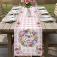 thumbnail image 4 of Spring Easter Table Runner 90 Inches, Watercolor Floral Tulips Wreath Eggs Pink Plaid Bed Runner Dresser Scarves Tabletop for Indoor Outdoor Parties/Ceremony/Banquet, 13" x 90", 4 of 8